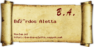Bárdos Aletta névjegykártya